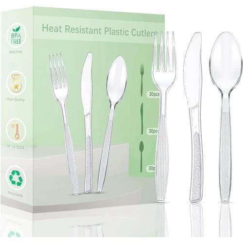 Huoberr Couvert Plastique 90 Pièces Noir Robuste - Vue principale