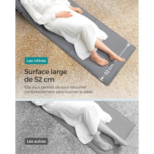 Zoom sur SONGMICS Chaise Longue Portable, Transat Bain Soleil Gris