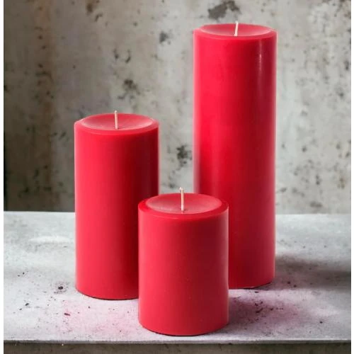 Zoom sur Mister Candle Bougies Pilier Non Parfumées Lot 3 Rouge
