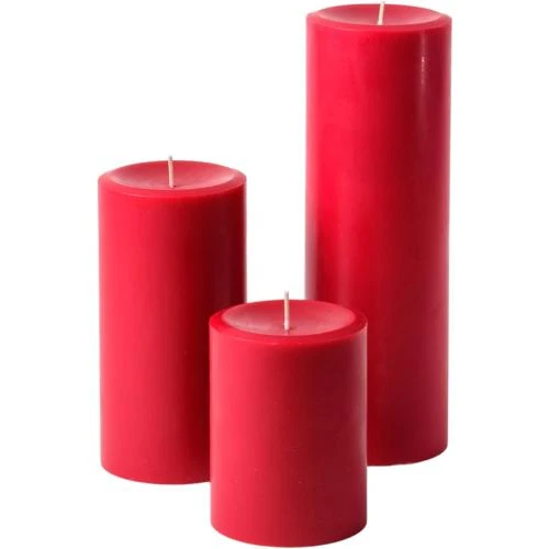 Mister Candle Bougies Pilier Non Parfumées Lot 3 Rouge - Vue principale