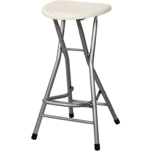 Tabourets pliants adultes, tabouret bar plastique blanc - Vue principale