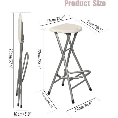 Zoom sur Tabourets pliants adultes, tabouret bar plastique blanc