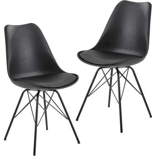 Chaise Salle à Manger Lot 2 Noir Design Moderne - Vue principale