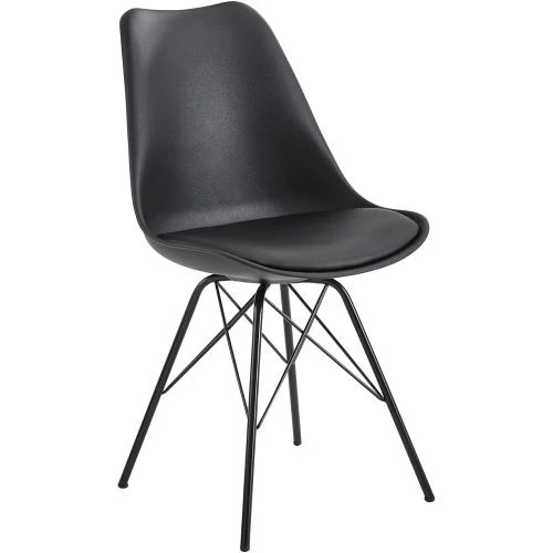 Zoom sur Chaise Salle à Manger Lot 2 Noir Design Moderne