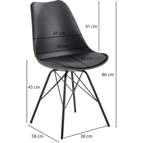 Détail de Chaise Salle à Manger Lot 2 Noir Design Moderne
