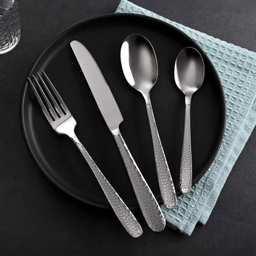 Détail de Set couverts 6 personnes acier inoxydable, 24 pièces décorées